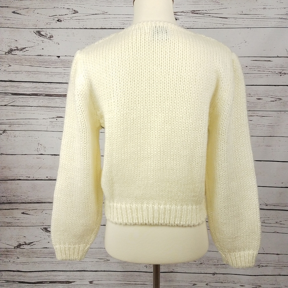 Vintage Koret Career White & Peach Cropped Sweater Size Small - Picture 3 of 5